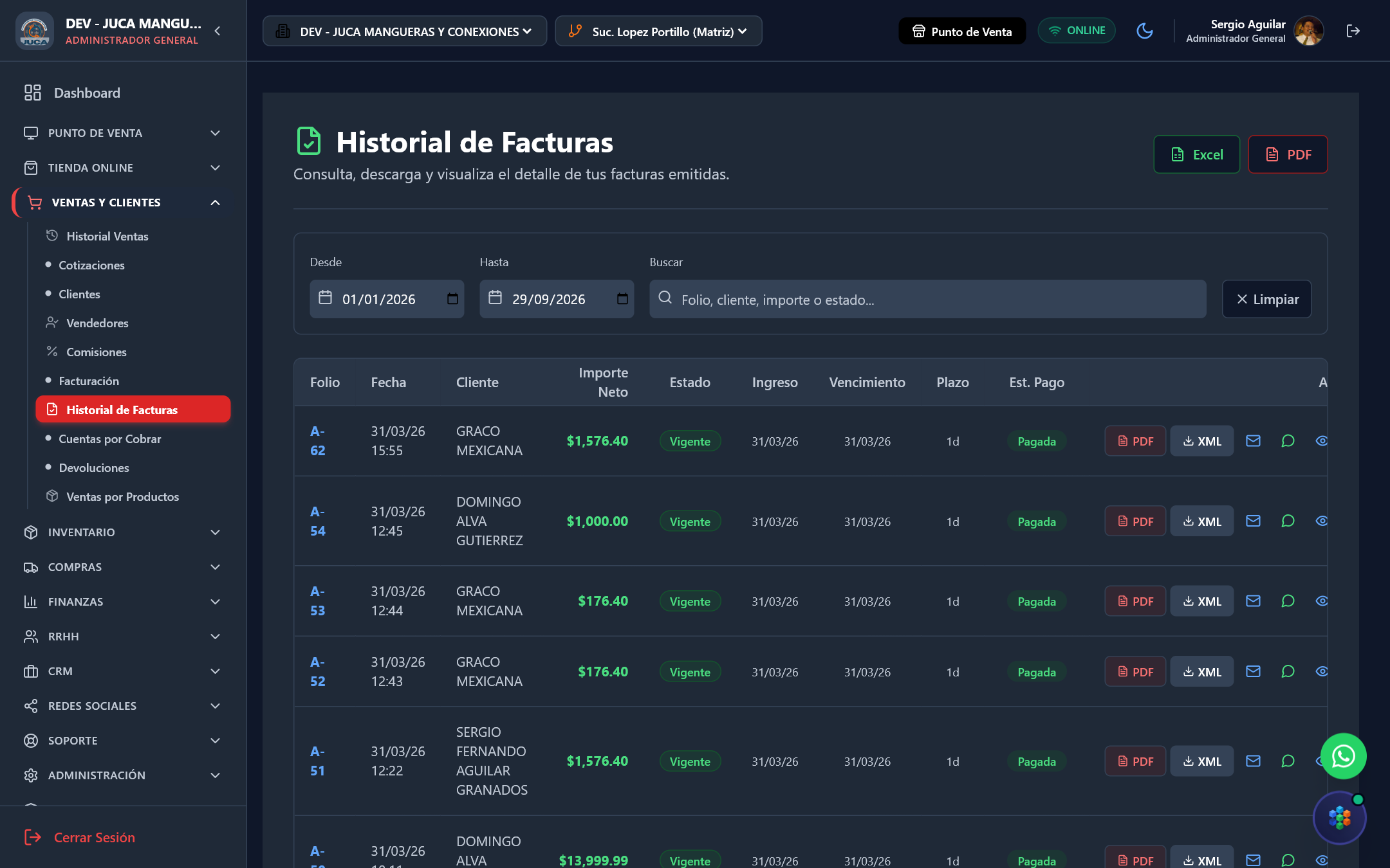 Historial Fiscal y Descargas