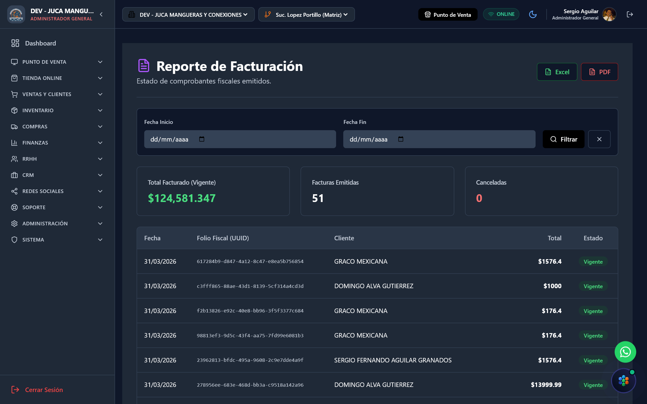 Reportes de Facturación & SAT